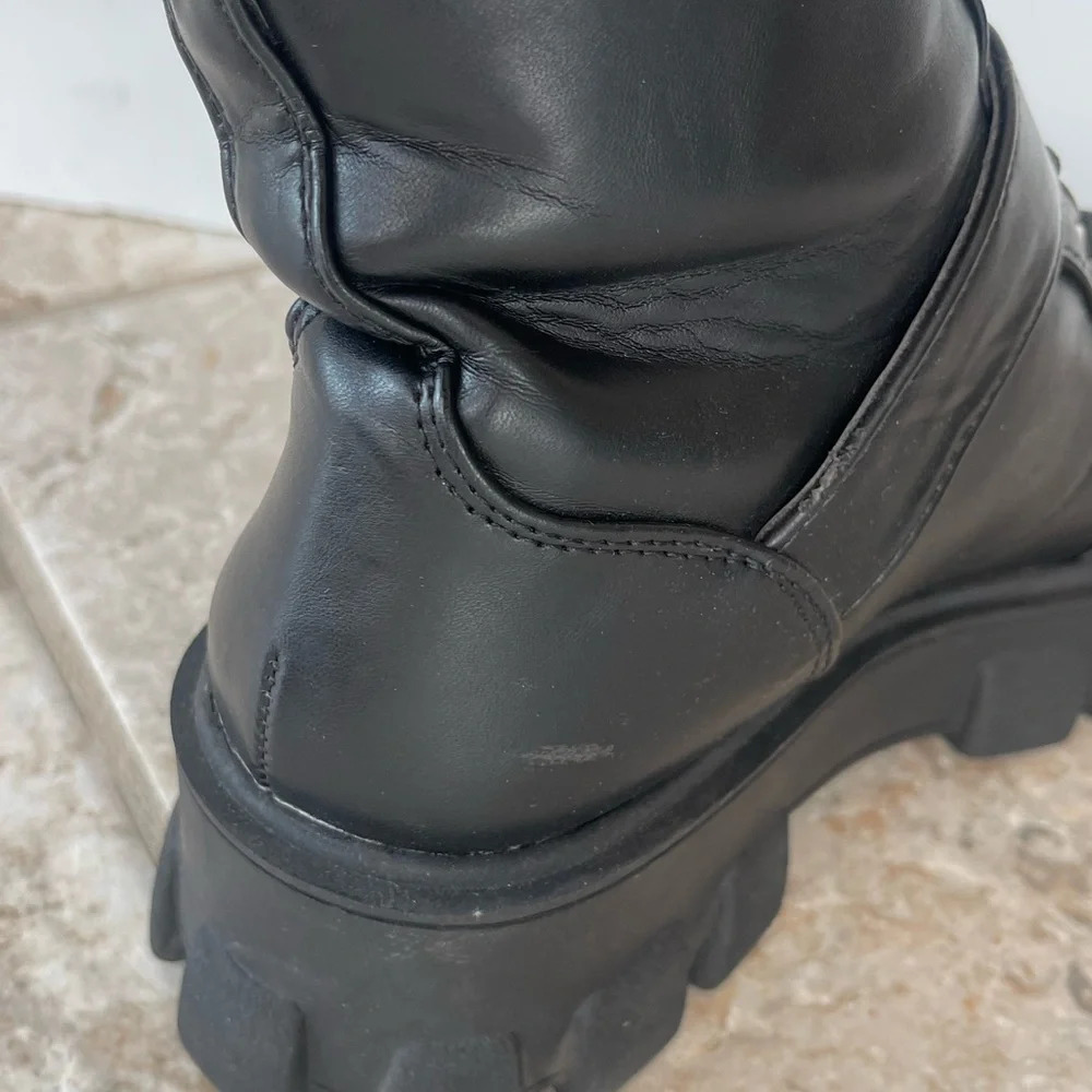 Forever 21 Buckle Chunky Platform Faux Leather lace up Booties size 6.5 - Picture 5 of 16